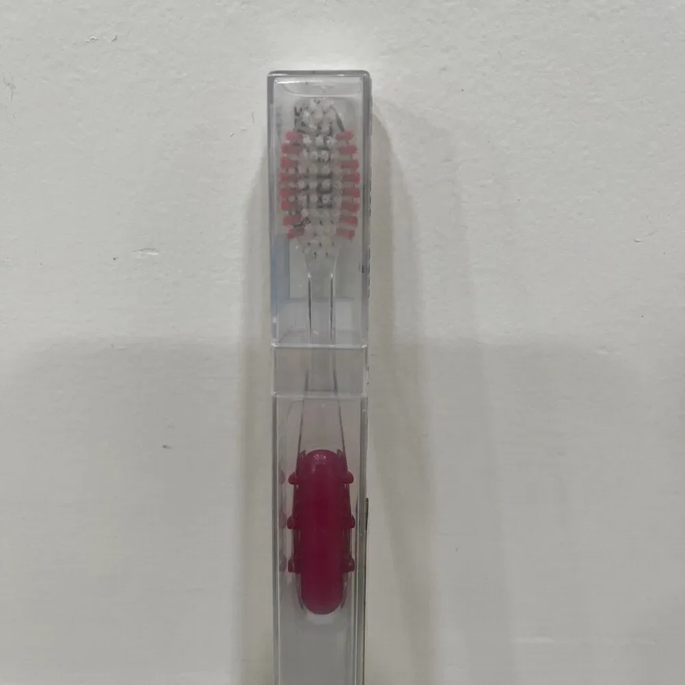 Mentadent 51 Toothbrush Soft Full Head Flared Side Bristles Pink Red Handle
